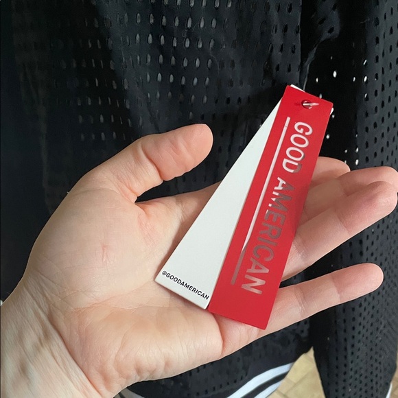 Good American Performance Black and White Mesh Bomber Jacket 4 - Picture 5 of 7